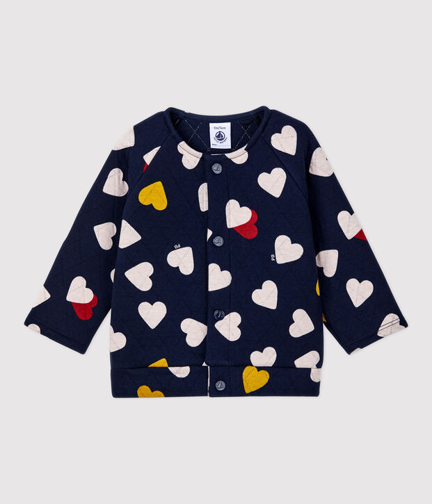 Gesteppter Baby-Cardigan. blau/vielfarbig